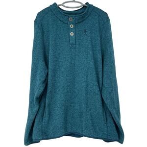 Browning‎ Mens Gilson Sweater Knit Fleece Front Button Heather Blue Teal Sz XXXL